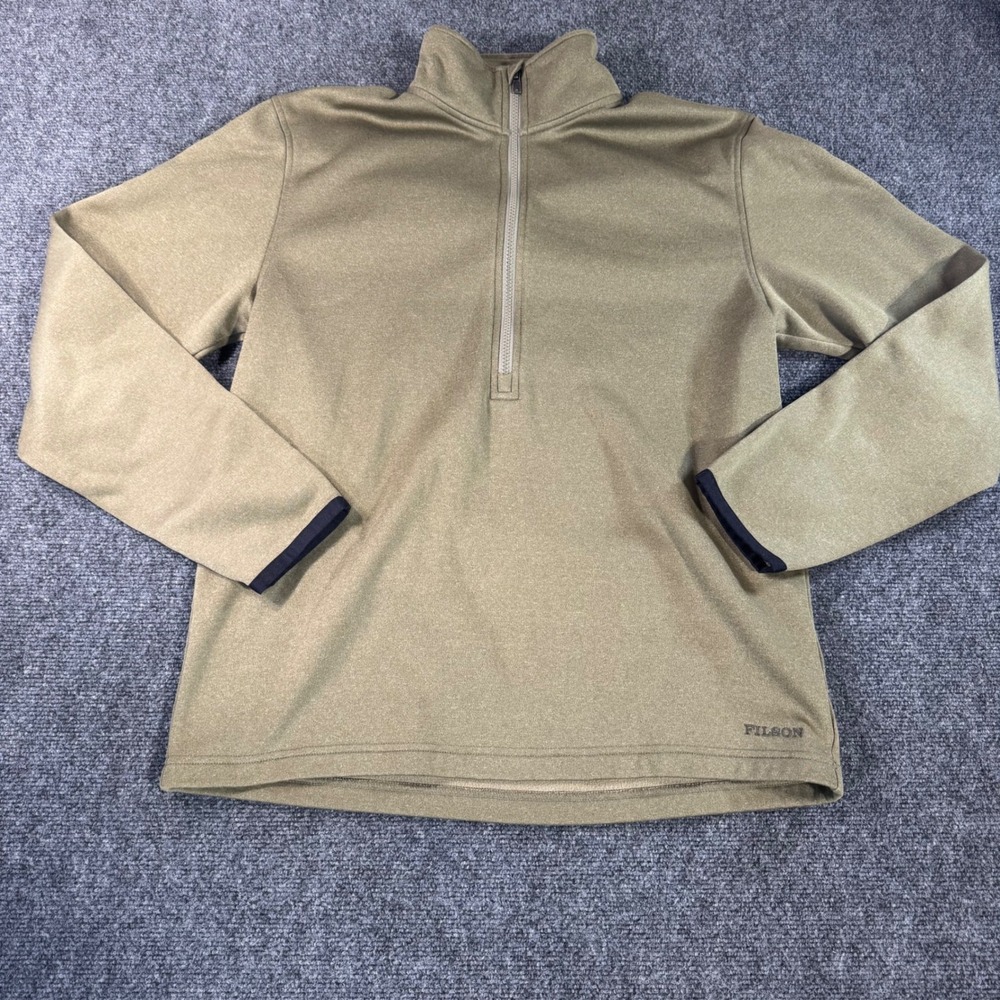 Filson Mens Polartec Quarter Zip Fleece Pullover Olive Green Medium RN 39126